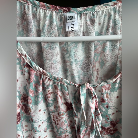 SimpleFun Women's Boho Tops Floral V Neck Short Sleeve Summer Blouse, Size 2XL - Picture 5 of 5